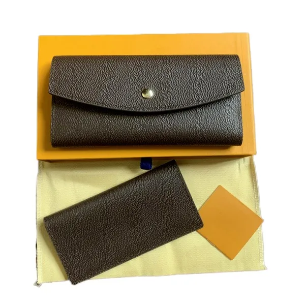NEW France Designer Women Long Checkbook Wallet Credit Card Photo Holder Wallet Brown Mono Gram White Checkered Canvas Leather