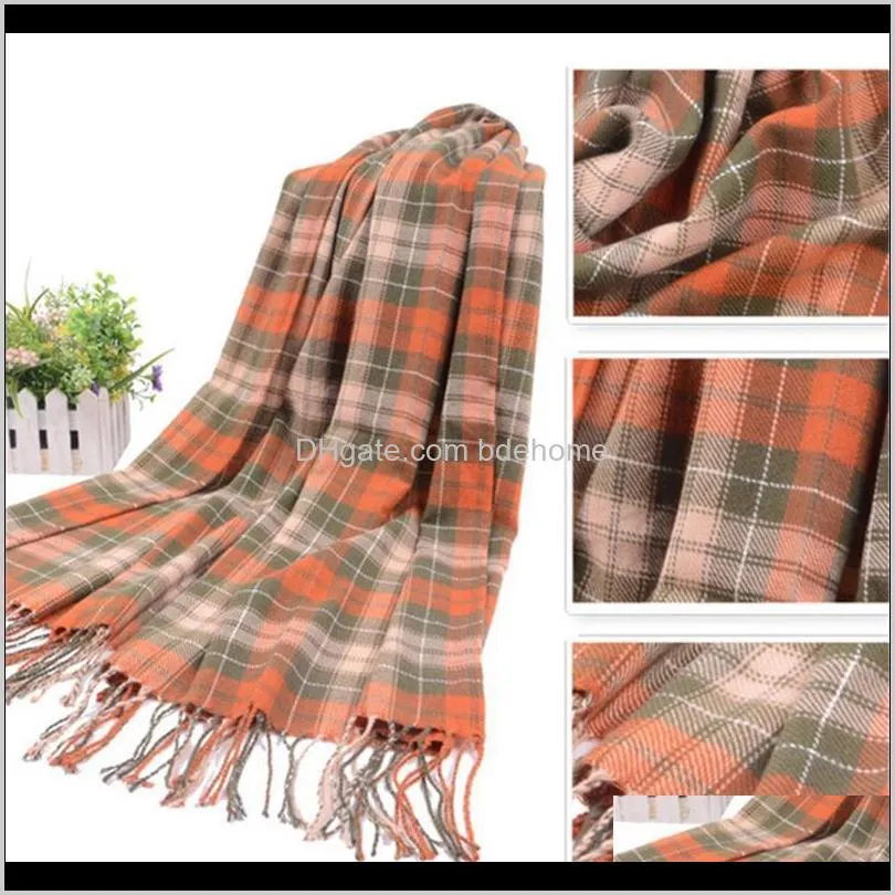 2021 new plaid winter cashmere scarf women neck head scarves casual long tassel scarfs for ladies shawls and wraps bufandas1