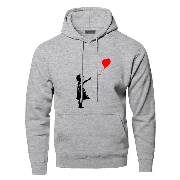 World Peace Hoodies Sweatshirts Men KCCO Ballong Girl Banksy Love Hooded Sweatshirt Hoodie Vinter Höst Varmtryck Streetwear H0818