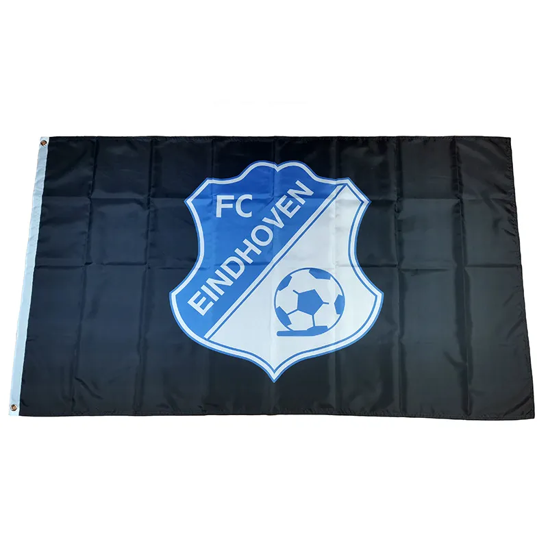 Flagga av Nederländerna Fotbollsklubb FC Eindhoven Black 3 * 5ft (90cm * 150cm) Polyester Flaggor Banner Dekoration Flying Home Garden Festlig gåvor