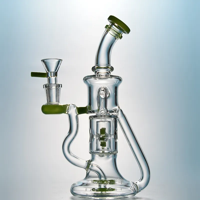Bong En Verre Recyclé Vert 33cm 14.4mm - Pipe à Eau Borosilicate De Qualité