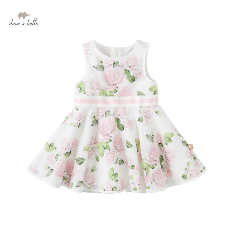 DB17417 Dave Bella Summer Baby Girl's Cute Floral Print Dress Dzieci Fashion Party Dress Kids Infant Lolita Ubrania Q0716