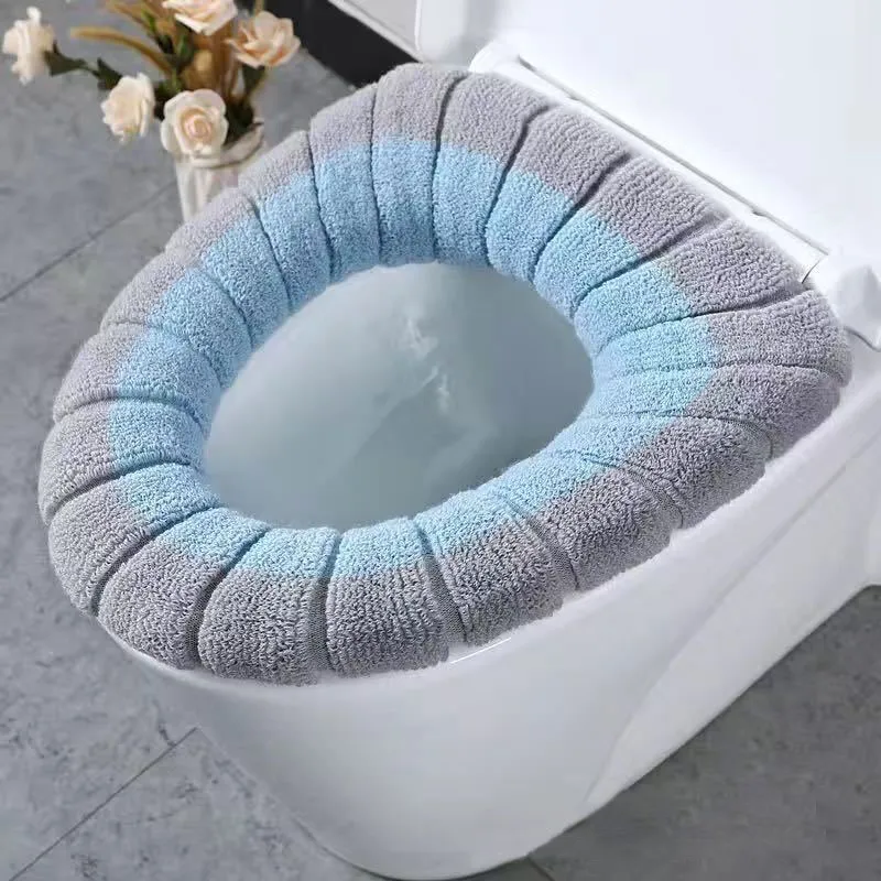 Coussin de toilette épais, doux et lavable, pour l'hiver, coussin de siège de toilette nordique commun, pour salle de bain, ensemble de toilettes