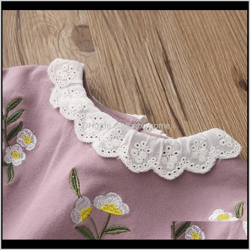 girls embroidery clothes spring fall children fashion baby kids lace patchwork tops t shirt girls long sleeve sweatershirt 201125