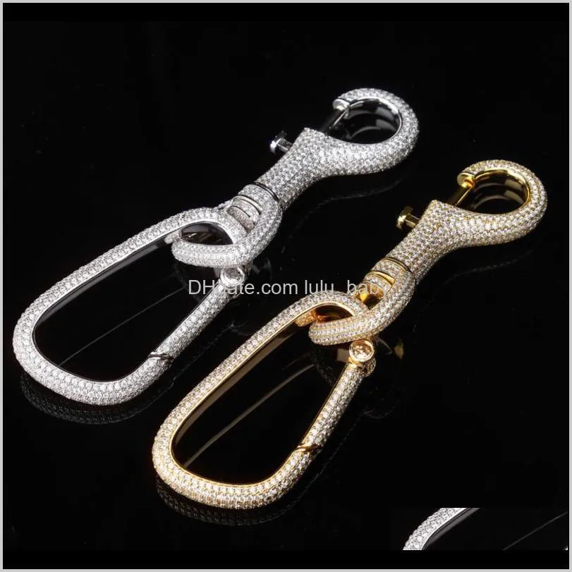 Luxury Designer Jewelry Keychain Iced Out Bling Diamond Chain Hip Hop Ring Men Accessories Gold Silver Portachiavi Designers S7Mto Rin 0Ptsx