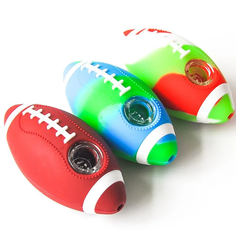 Football design smoking about 4 inches pipes Silicone Pipe Personality Portable Tobacco