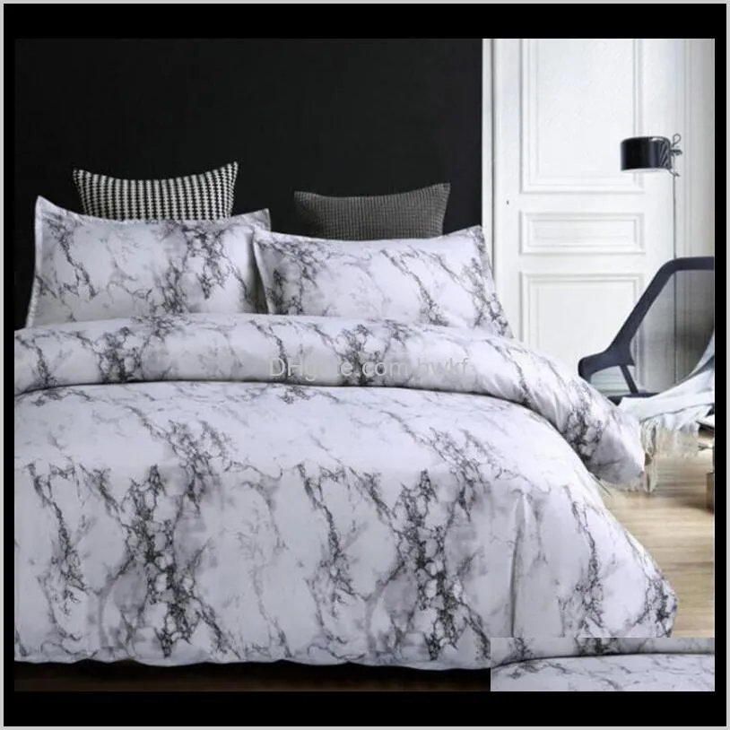 grey blue purple marble printed bedding set duvet cover king queen twin size california king quilt cover comforter cover 2/3pcs 201127