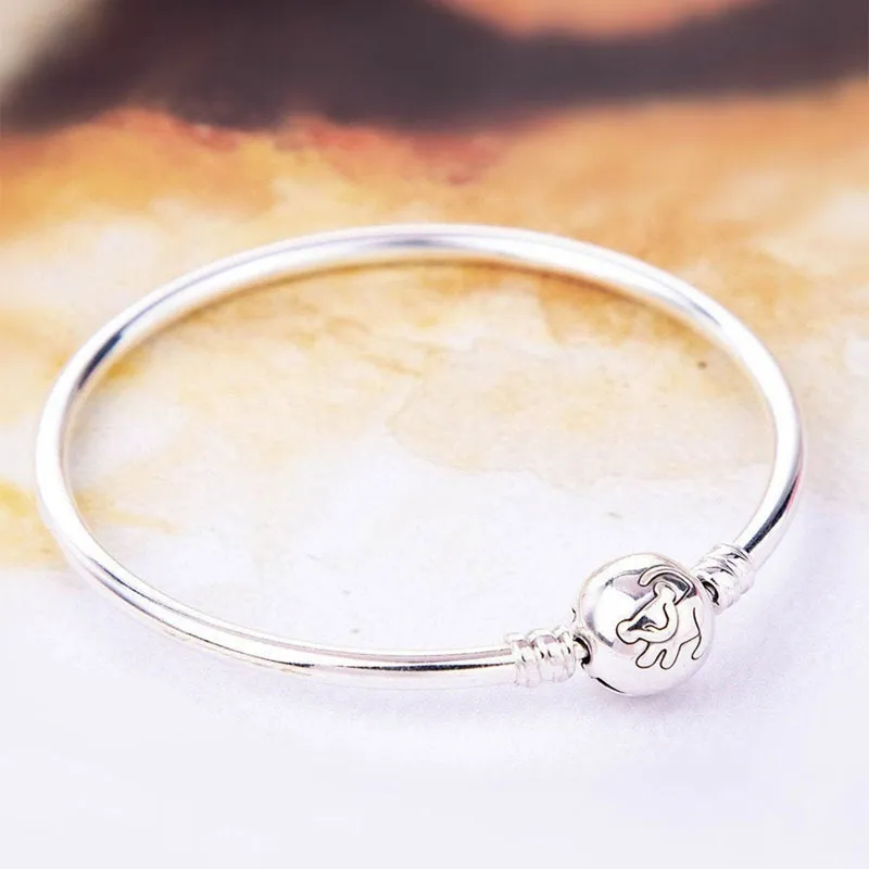 925 Sterling Silver King of Lion Bangle Armband Passar för europeiska Pandora Armband Charms och pärlor