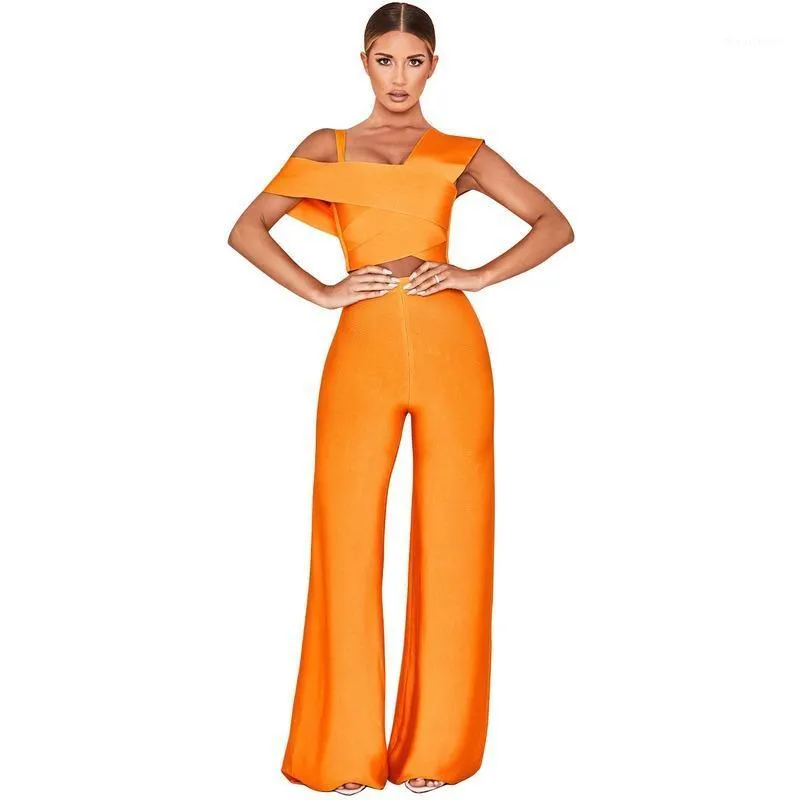 Kvinnors Jumpsuits Rompers Women Bodycon Jumpsuit Bright Yellow High Street Sexy Fashion Real Picture