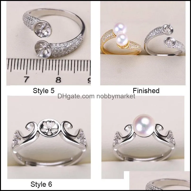 New Design 925 Sliver Rings Settings DIY Pearl Ring for Women DIY Rings Adjustable Size Jewelry Settings Christmas Statement Fashion