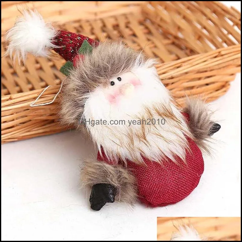 Christmas Decorations Merry Decoration 1PC Plush Santa Claus Snowman Deer Doll For Home Deocr Tree Hanging Ornaments
