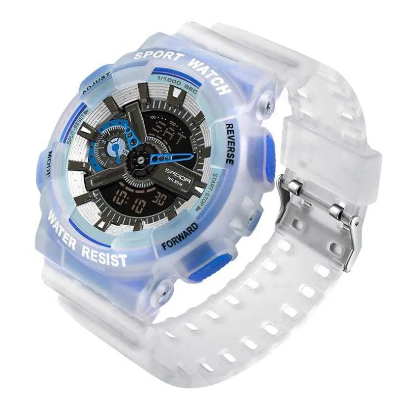 SNADA 2021 New Men's Watches Sports Electronic Wristwatch Waterproof Fashion Fluorescent Dual Display Digital Quartz Watch G1022