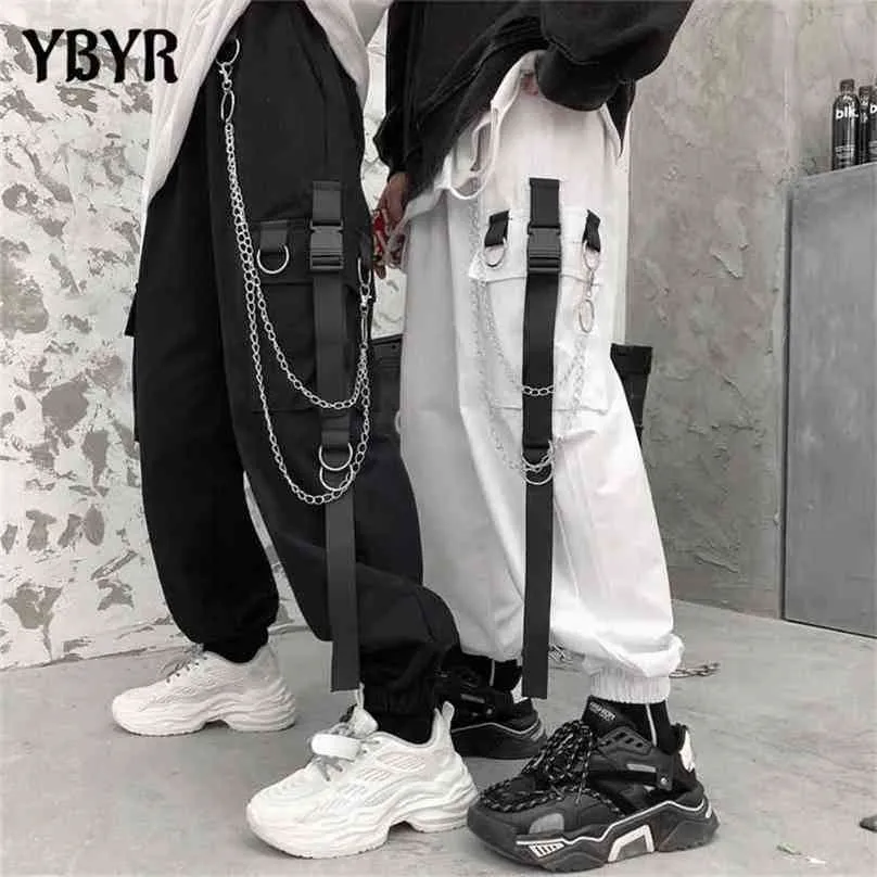 Women Cargo Harem Pants Side Pockets Black White Hip Hop Casual Male Female Joggers Trousers Fashion Streetwear 210915