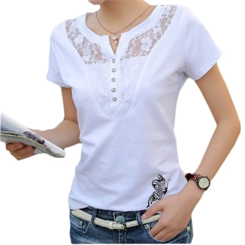 Fekeha Летняя футболка женщин вскользь леди верхние тройники хлопчатобумажные белые футболки женский бренд одежда футболка тройник плюс размер 4xL 210623