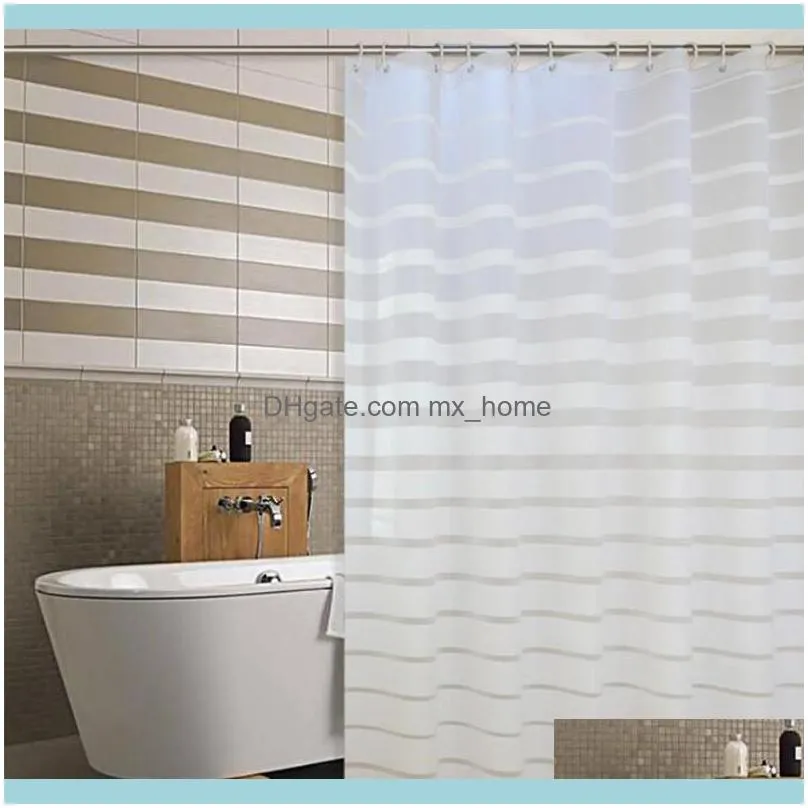 Aessories GardenPlastyczne zasłony prysznicowe Peva White Striped Bath Screen Do Home El Łazienka Wodoodporna Formy Przedsiębiorczą Z Haczykami 20112