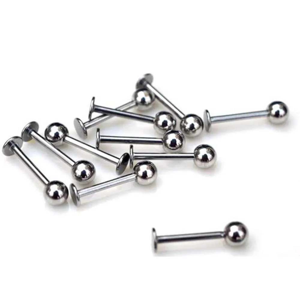 10pcs 18G Ball Lip Ring Nose Ear Bar Stud Stainless Steel Piercing Body Jewelry Wholesale