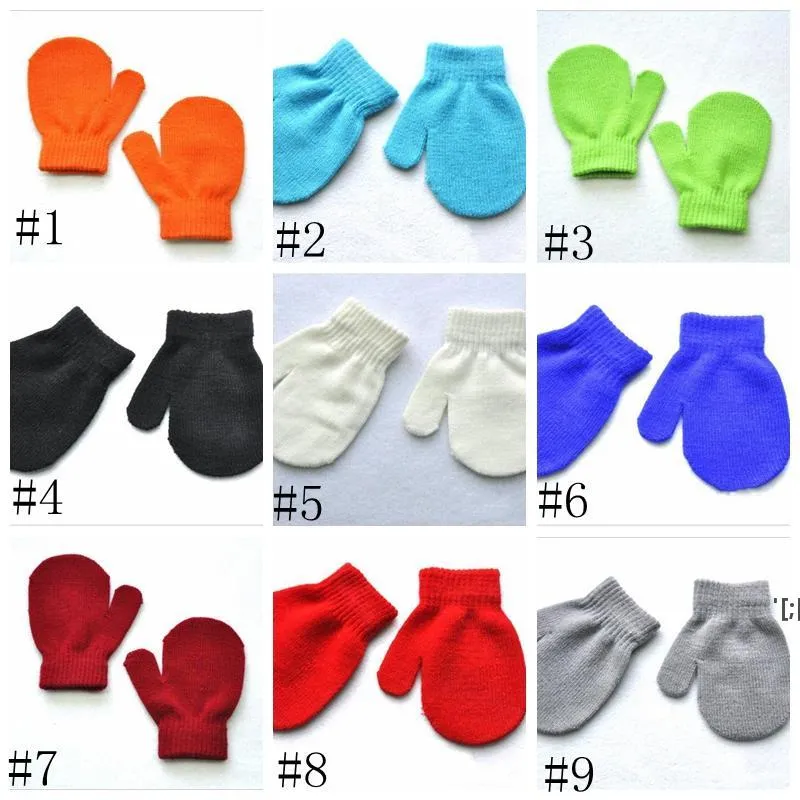 Baby Winter Warme Fäustlinge Kinder Gestrickte Handschuhe Jungen Mädchen Anti-chaos Greifen Fäustling Student Scratch Candy Farbe Fäustlinge 1-4 jahr ZZA9592