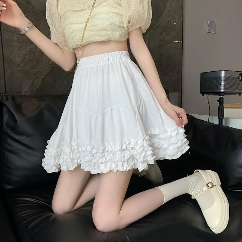 Jupes Blanc Mince Poncho A-mot Jupe Femme Réduction D'usure D'été Version Coréenne D'une Cent Taille Haute