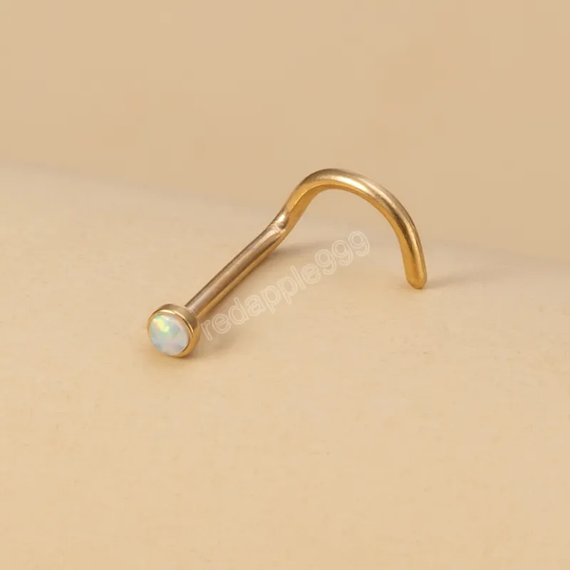 Buy Gold Nose Ring Hoop Nose Stud White 2mm Opal Tragus Earring Hoop  Cartilage Hoop Earring Daith Earring 20g Rook Conch Piercing Online in  India - Etsy