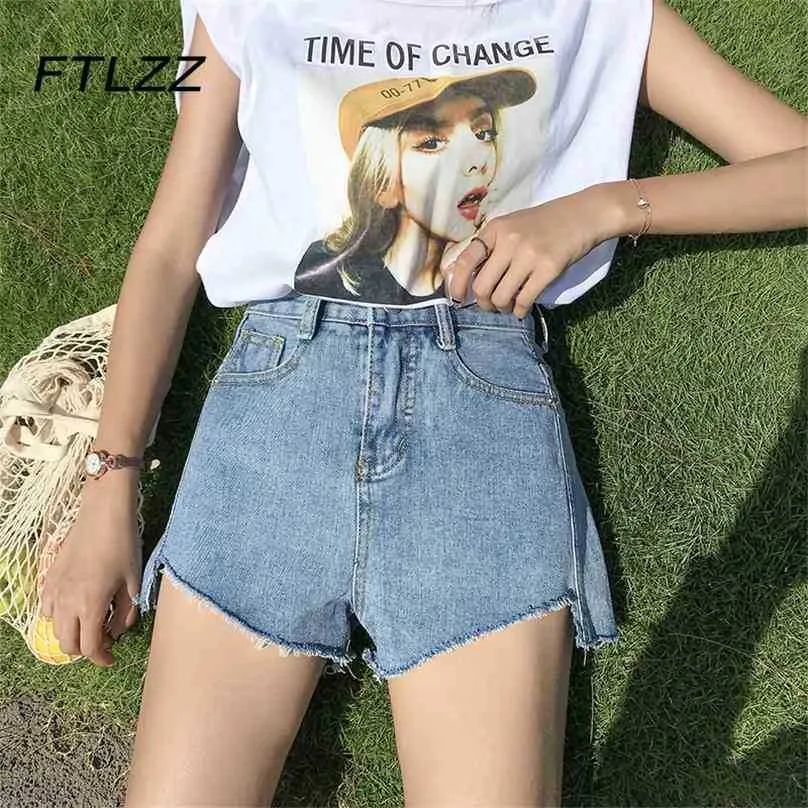 Kvinna Casual Denim Korta Shorts Sommar Hög Midja Streetwear Jeans Mom Bottoms 210525