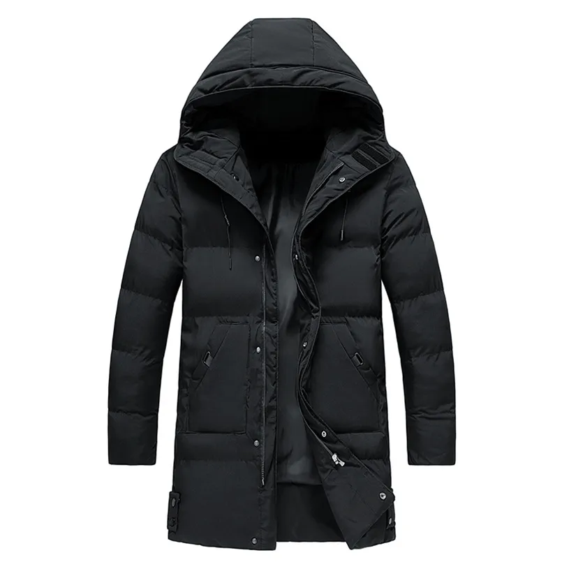 Parki Casual Classic Winter Black Kurtka męska wiatrówka Ciepła wyściełana płaszcz z kapturem Moda odzież wierzchnia Płaszcz oversize 8xl 211129
