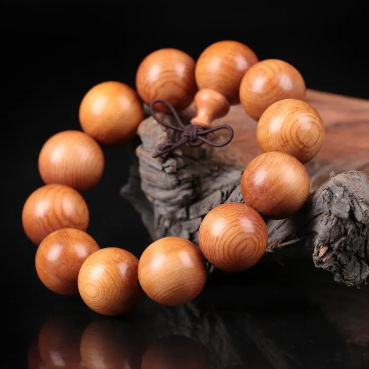 Featured 20mm Old Material Wood Men And Women Models Buddha Beads Bracelet Bangle