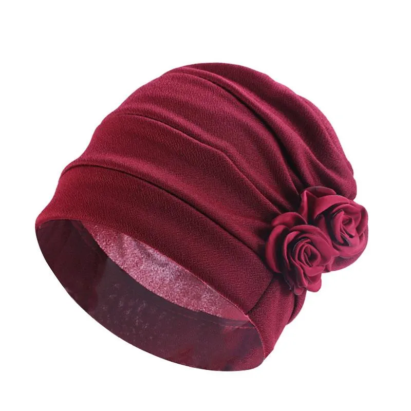 Altre donne tessili da casa bandana a due berretti di fiori elastico retro etnico cappello chemio berretti multicolore opzionale wh0318