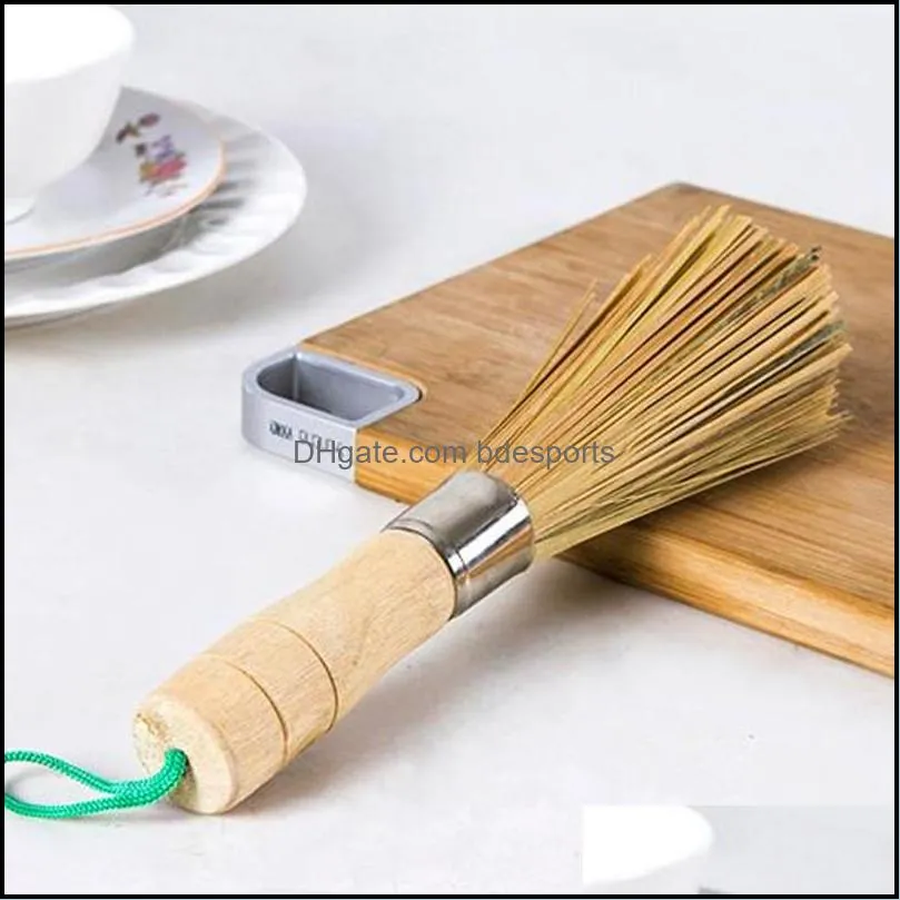 Wash Pot Brush Wash Dishes Handmade Kitchen Tools Non-stick Oil Natural Bamboo Brush Durable Wooden Handle F20174084