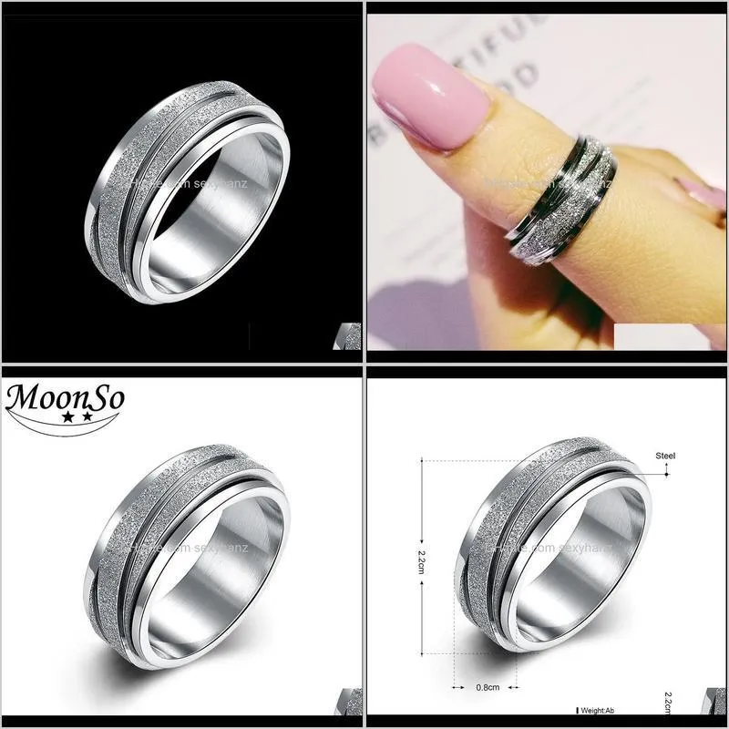 fashion titanium rotate rotation men ring band eternity male for engagement wedding jewelry r4637