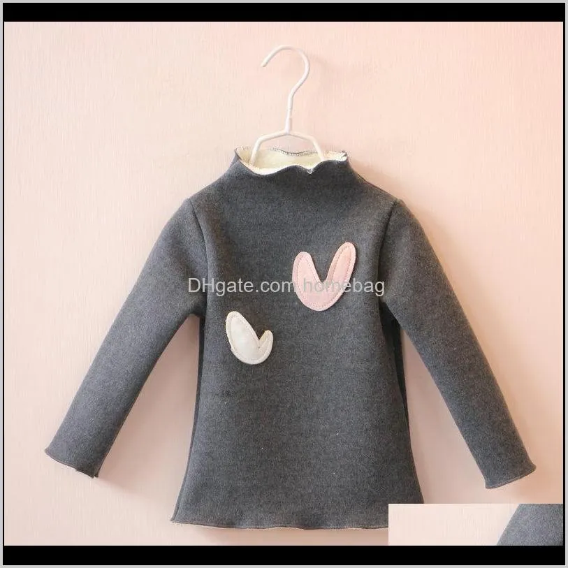 Children`s Clothing Autumn Winter Models Girls Plus Velvet Bottoming Shirt Able All-Match Cute Children`s Sweater Baby Sweet Top