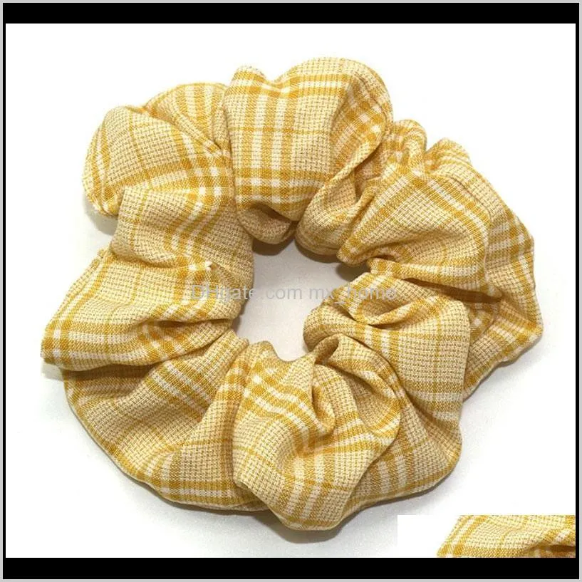 new fashion women girl scrunchy ring elastic rope hair bands plaid stripe large intestine sports dance scrunchie hairband hair