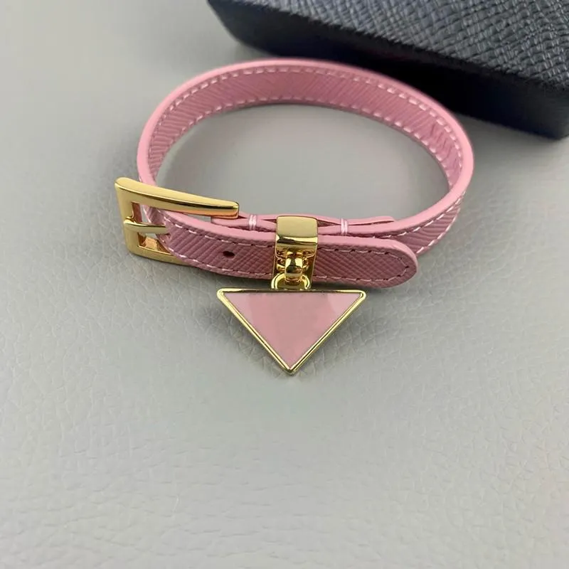 Arrival Triangle Leather Charm Bracelets Ladies Cow Genuine Leathers Belt Triangles Design Bracelet Punk Hip Hop Jewelry accessories Gifts WITHOUT BOX