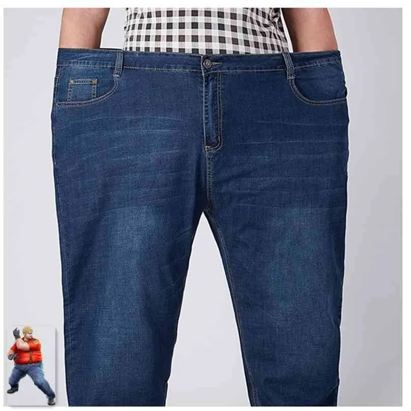 Jeans elásticos Hombres Denim Mens Jean Homme 48 52 Tallas grandes Pantalones sueltos grandes Azul Roupas Calca Masculina Modis Ropa 210723
