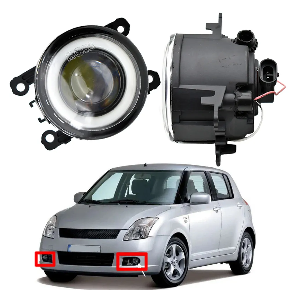 Feu antibrouillard pour Suzuki Swift 2005 – 2009, pare-choc avant, lentille LED, style Angel Eye DRL 12v H11