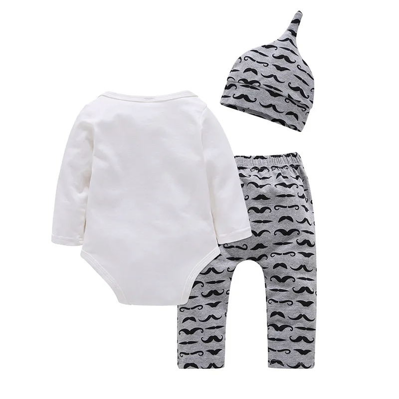 Conjuntos de roupas Nascido Baby Boy Set 2021 Primavera Mamãe's Homem Bodysuit + Calças + Hat 3 Pcs Infantil Babe Crianças Roupas 1648 B3