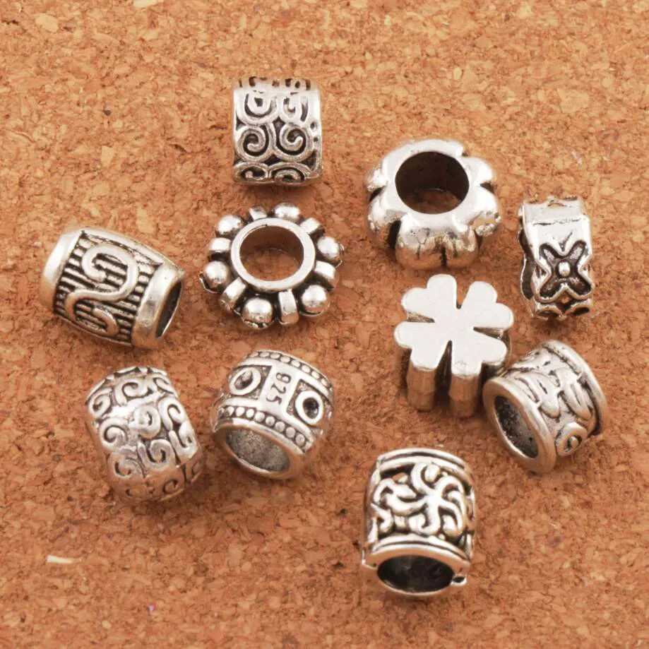 Alloy Flower Dots Spacer Charms Loose Beads Antique Silver Fit European Bracelet Fashion Jewelry Finding LM44 100pcs/lot