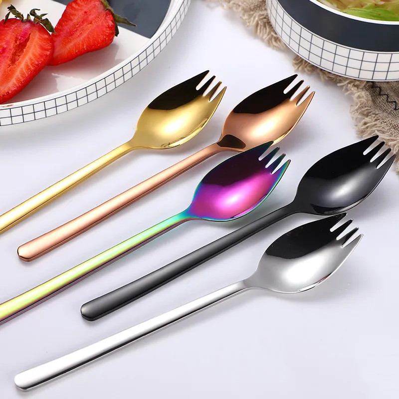 Aço inoxidável cor sólida fork colher salada de frutas garfos macarrão sopa colheres ocidental alimentos mesa de mesa cozinha hotel material bh5080 wly