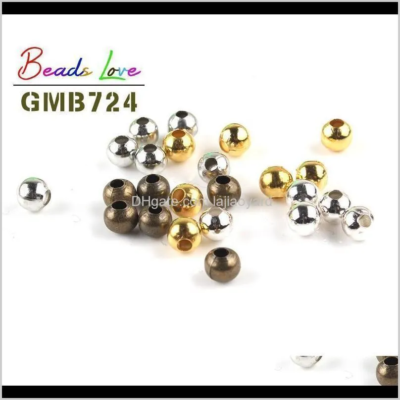 m 4mm 6mm metal beads round loose spacer beads for jewelry making diy bracelet necklace accessories wholesale wmtnnm