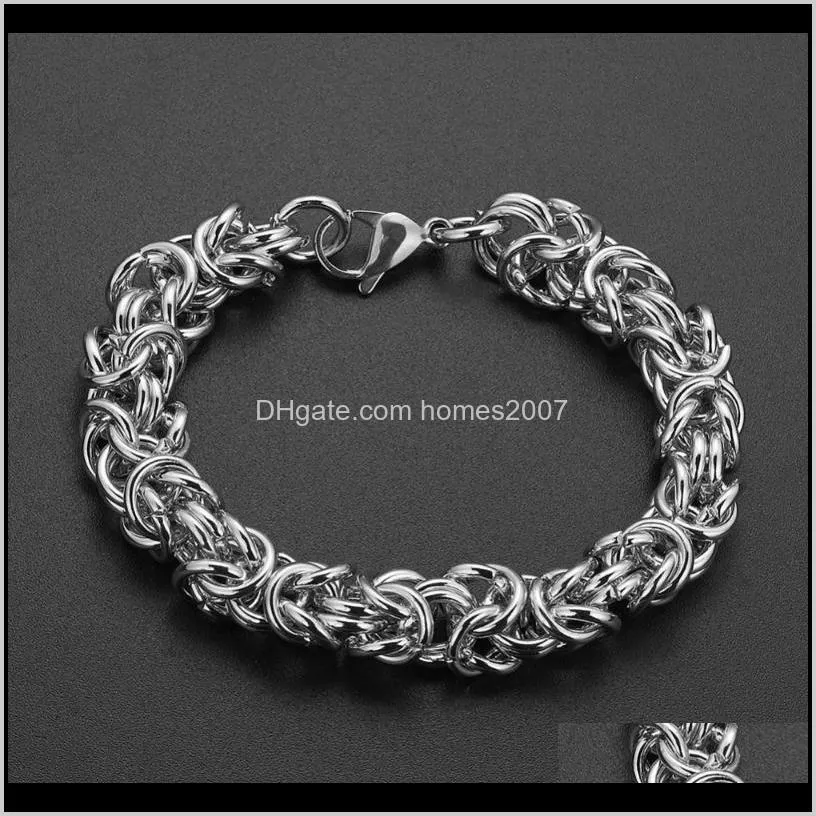 top quality byzantine chain men`s bracelet 316lstainless steel silver color/gold color 6/8/10mm popular jewelry gift 7-11inch