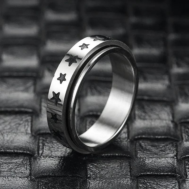 Buy Black & Silver Stainless Steel Dented Easy-Grip Spinner Ring Online -  INOX Jewelry - Inox Jewelry India