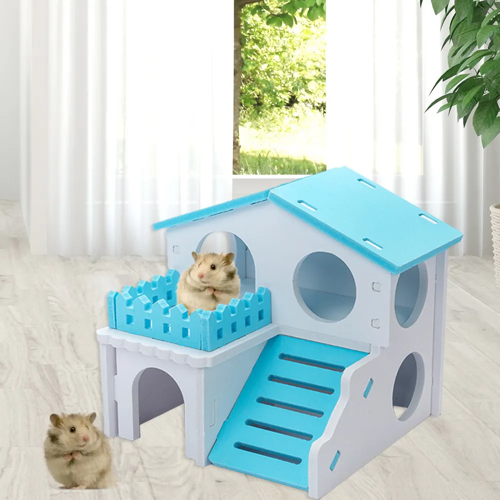 Mignon Mini petit Hamster nid lapin hérisson animal de compagnie cabane en rondins Animal dormir maison fournitures