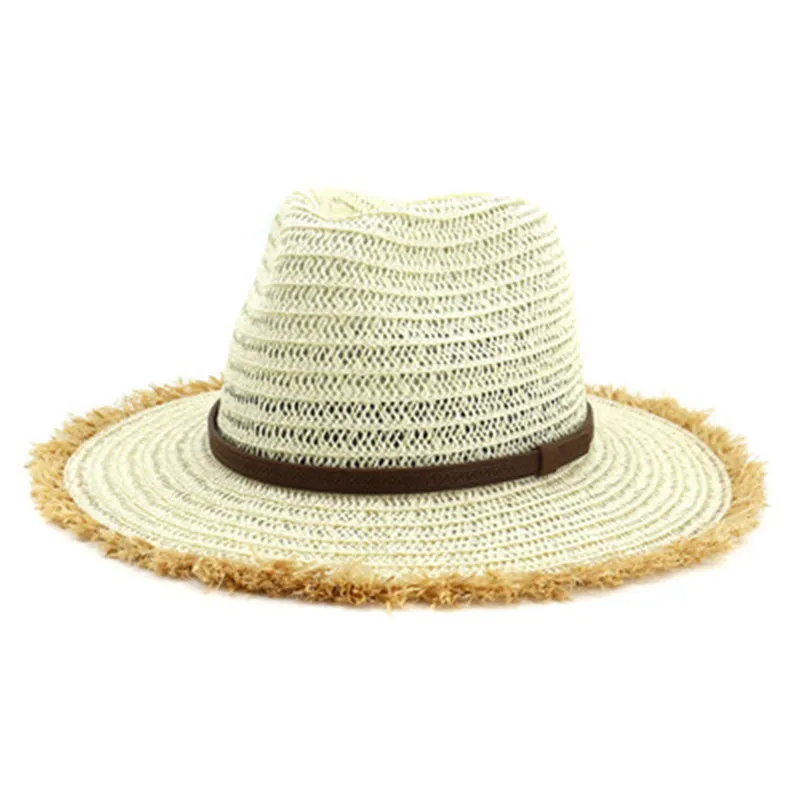 2021 Женские шляпы Летние соломенные шляпы Сплошные белые черные хаки Panamas открытый пляж солнцезащитные джазовые колпачки мода