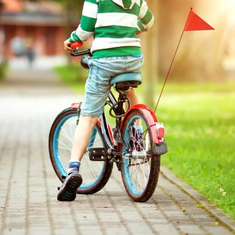 Vélo Guidon Composants VTT Route Vélo Sécurité Drapeau Enfants Triangulaire Avec Support De Montage Étanche Vélo Accessoires