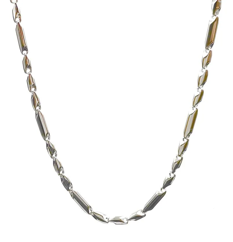 4mm 21.6 Inch Silver Shiny Stainless Steel Stick Link Chain Necklace for Mens Smooth