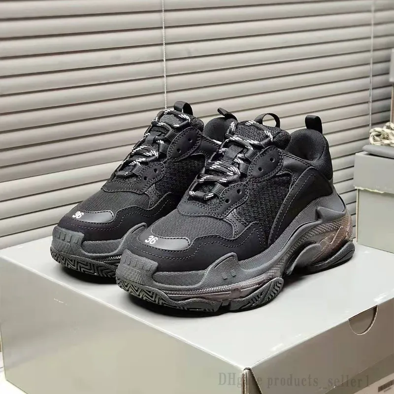 2022Clear Sole Paris Triple S Ayakkabı 17FW Rahat Sneakers Kristal Minder Siyah Beyaz Mavi Pembe Krem Yeşil Baba Platformu Retro La