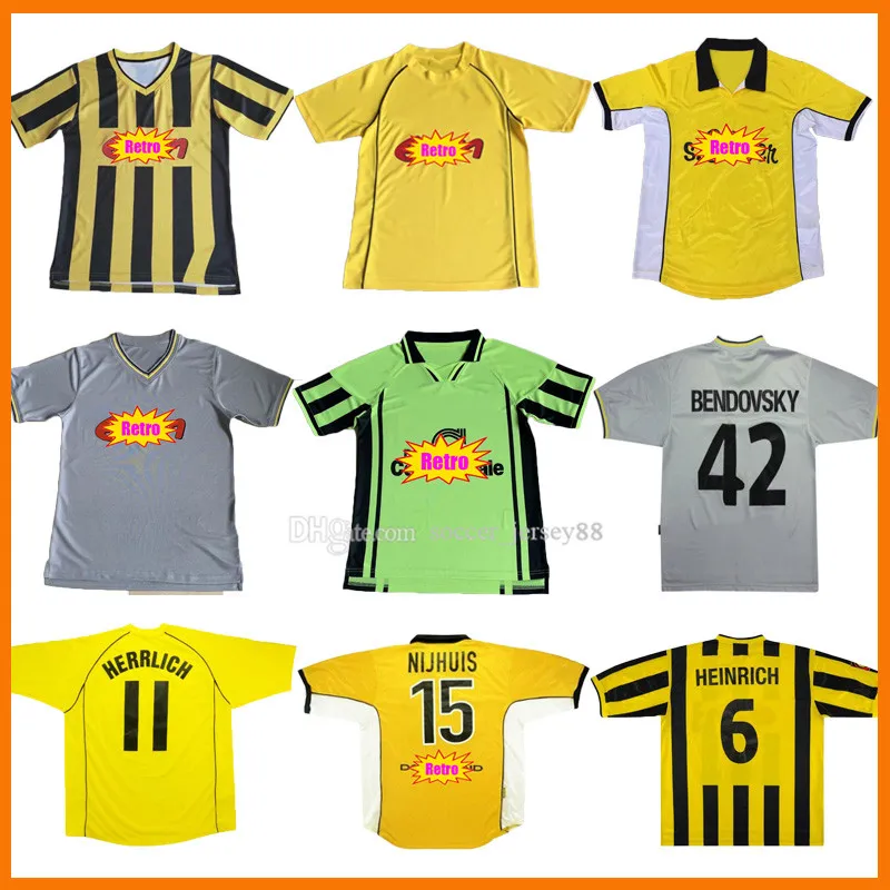 1996 1998レトロサッカージャージ2000 2002 Amoroso Rosicky 96 98 00 Bobic Ewerthon Koller Classic Vintage Jersey Dortmund Football Shirt