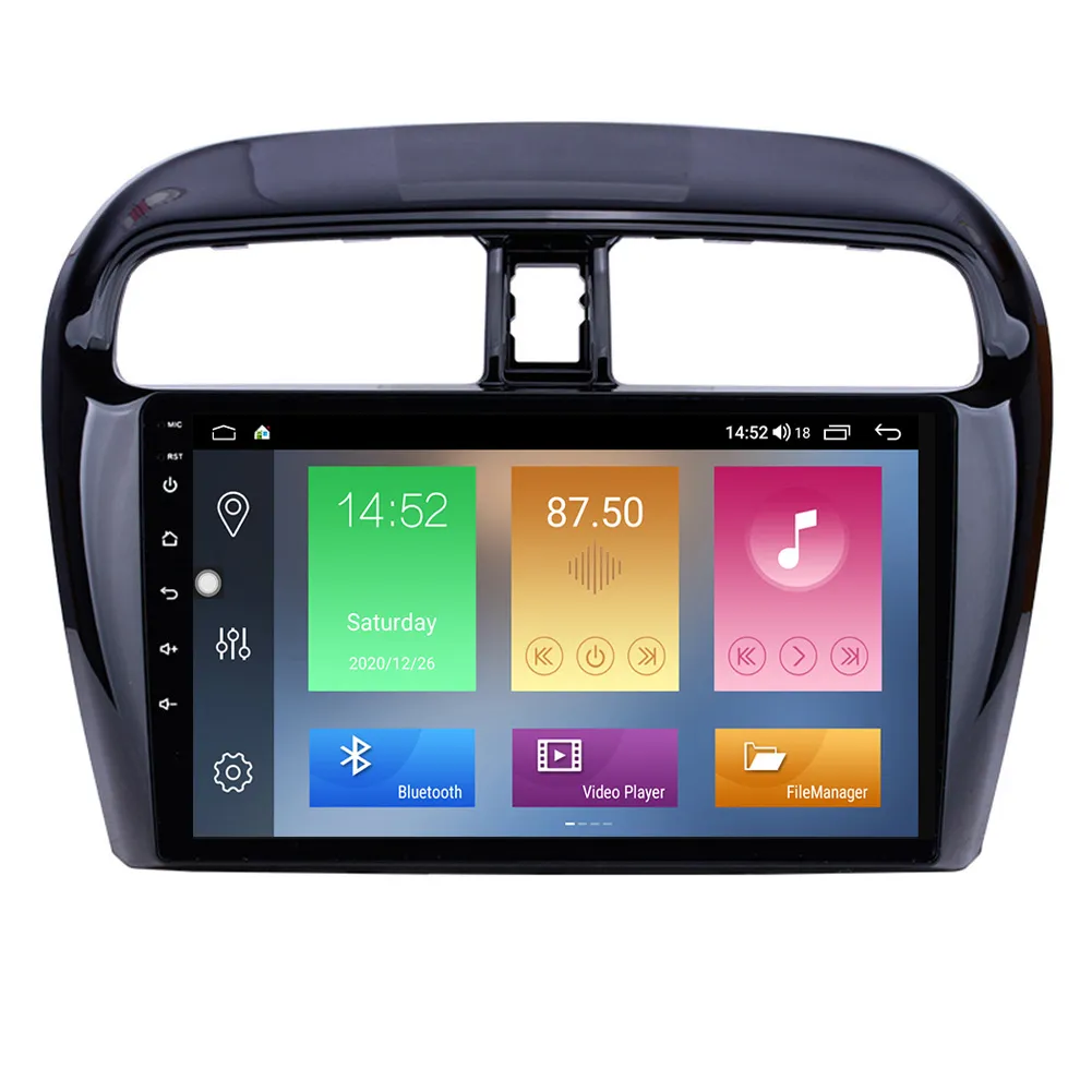 Bil DVD-radiospelare GPS-navigationssystem för Mitsubishi Mirage 2012-2016 med HD-pekskärmsupport SWC 9 tum Android 10