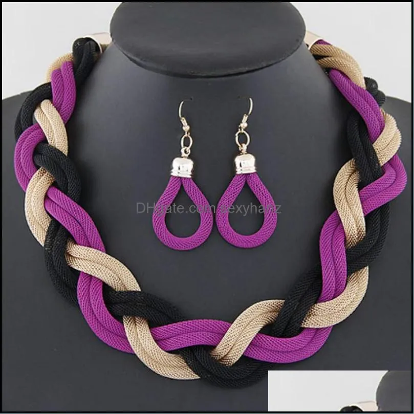 Women Metal Choker Necklaces Trendy Multilayer Weaving Twist Torques String Geometric Clavicle Chain Punk Jewelry Statement