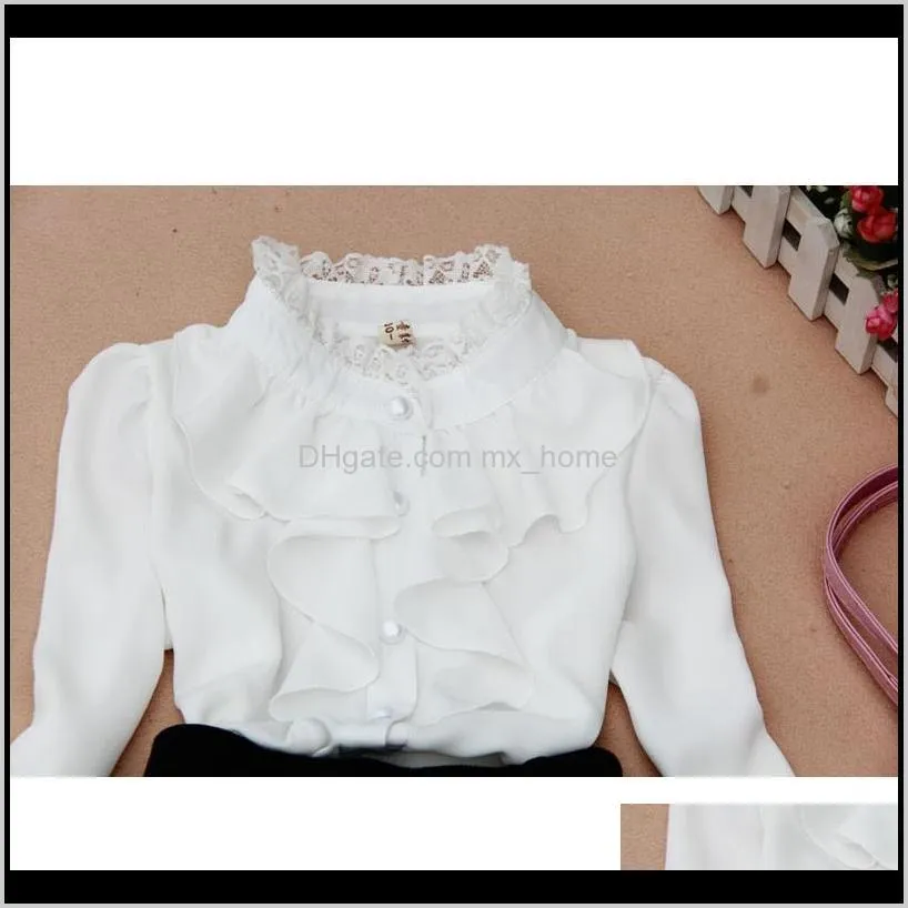 new delivery children kids baby white lace shirt 3-12year students girl clothes 210305