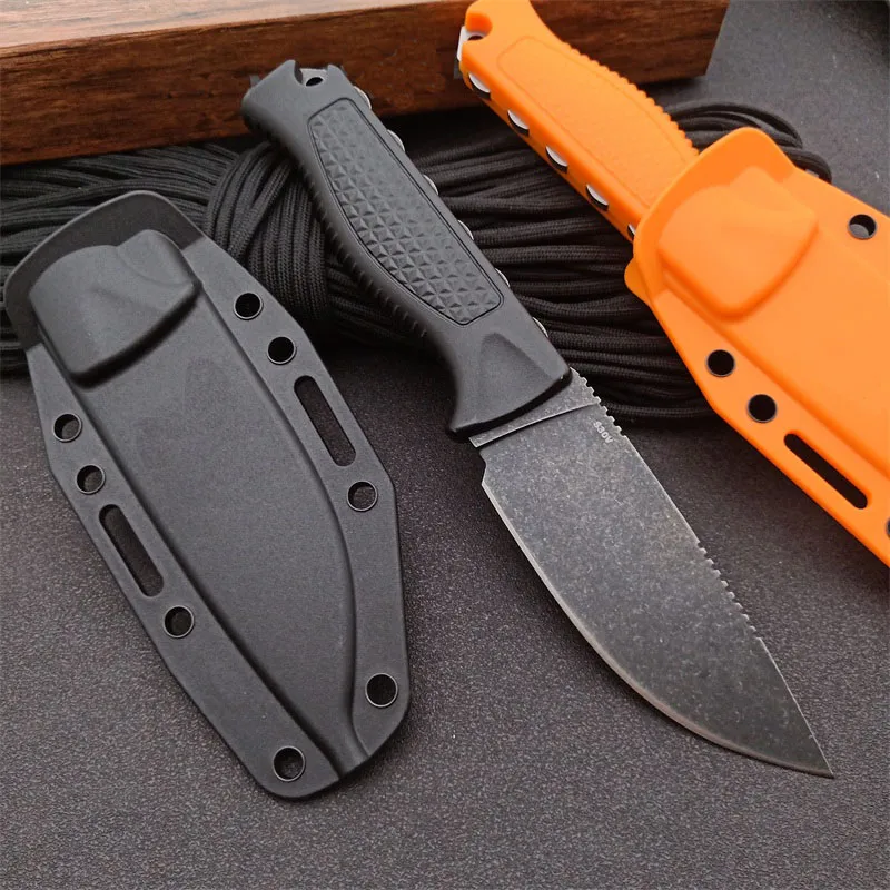 Offerta Specail 15006 Coltello dritto da sopravvivenza CPM-S30V Lama a punta di goccia con lavaggio a pietra nera Manico a codolo intero Santoprene Lame fisse Coltelli con Kydex